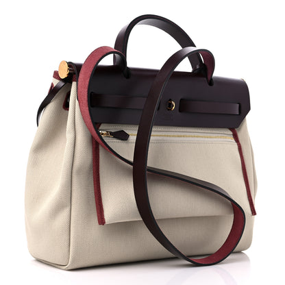 Hermes Military Toile Vache Hunter Herbag Zip Retourne 31 PM Beton Rouge Sellier 4 of 11