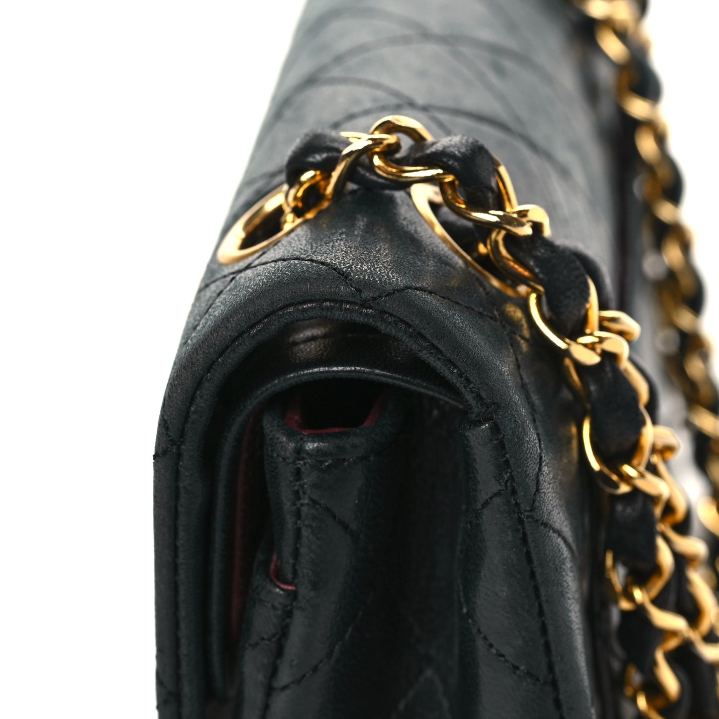 Aged Calfskin Quilted Cap Toe Ballerina Flats 40 Black