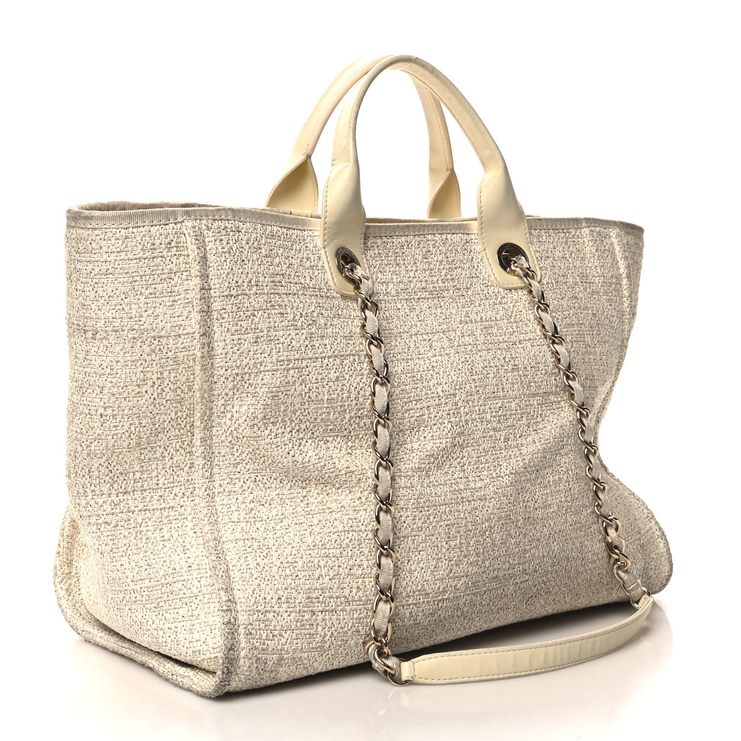 Chanel Lurex Boucle Medium Deauville Tote White 3 of 15