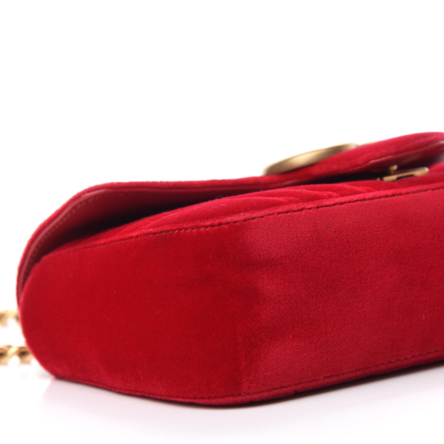 Velvet Matelasse Mini GG Marmont Shoulder Bag Hibiscus Red