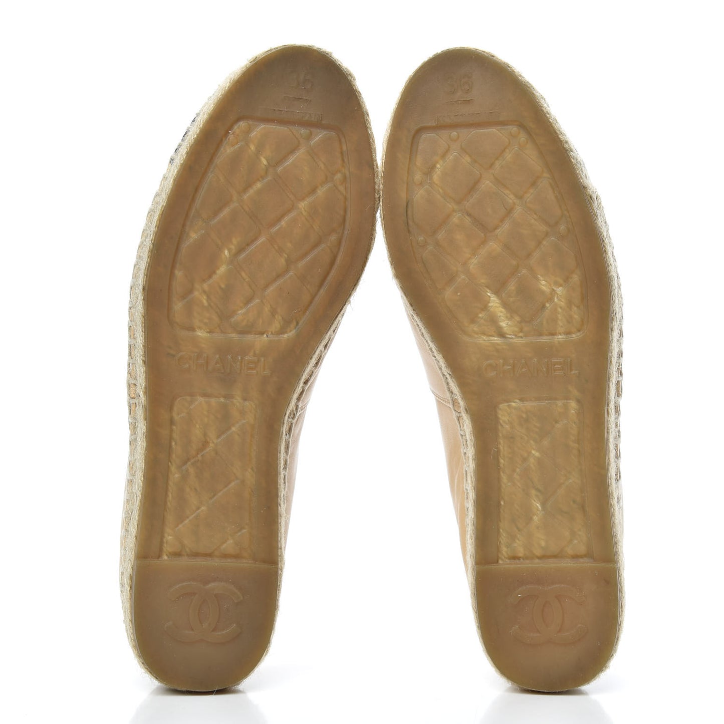 Lambskin CC Espadrilles 36 Beige Black