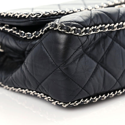 Chanel Crumpled Calfskin Quilted Large Chain All Over Flap Bag Black 5 of 15