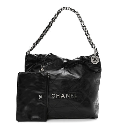 Chanel Shiny Calfskin Quilted Small Chanel 22 Black 1 of 12