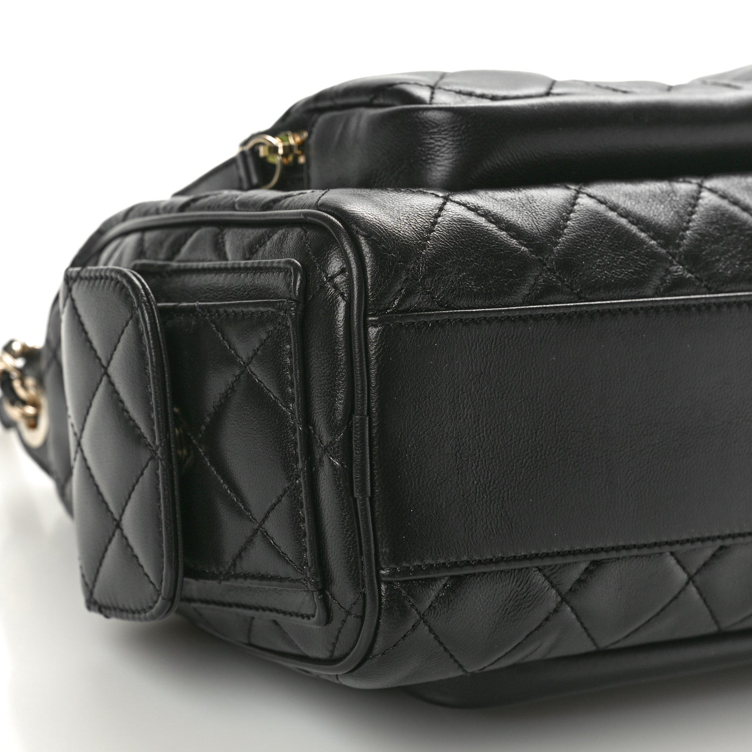 Chanel Shiny Crumpled Lambskin Quilted Medium Preppy Pocket Camera Case Black 9 of 11