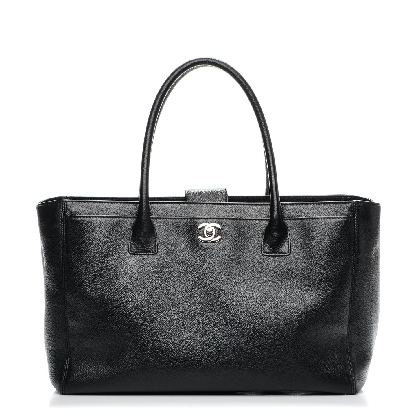 Calfskin Cerf Executive Shopper Tote Black