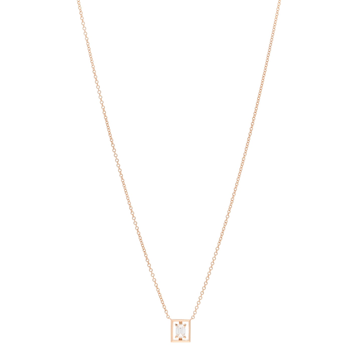 18K Rose Gold Diamond Jewel Box Pendant Necklace