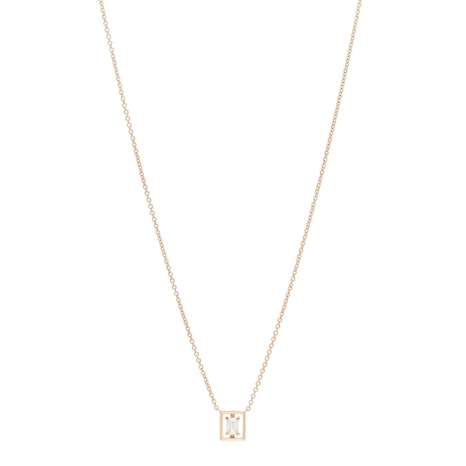 Tiffany 18K Rose Gold Diamond Jewel Box Pendant Necklace 1 of 5