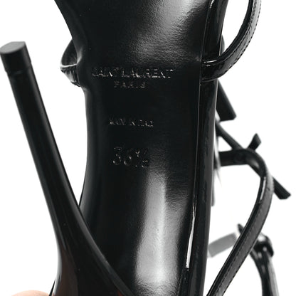 Saint Laurent Patent Cassandra 100 Ankle Strap Sandals 36.5 Black 6 of 8