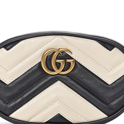 Gucci Calfskin Matelasse GG Marmont Belt Bag 85 34 Black White 10 of 10