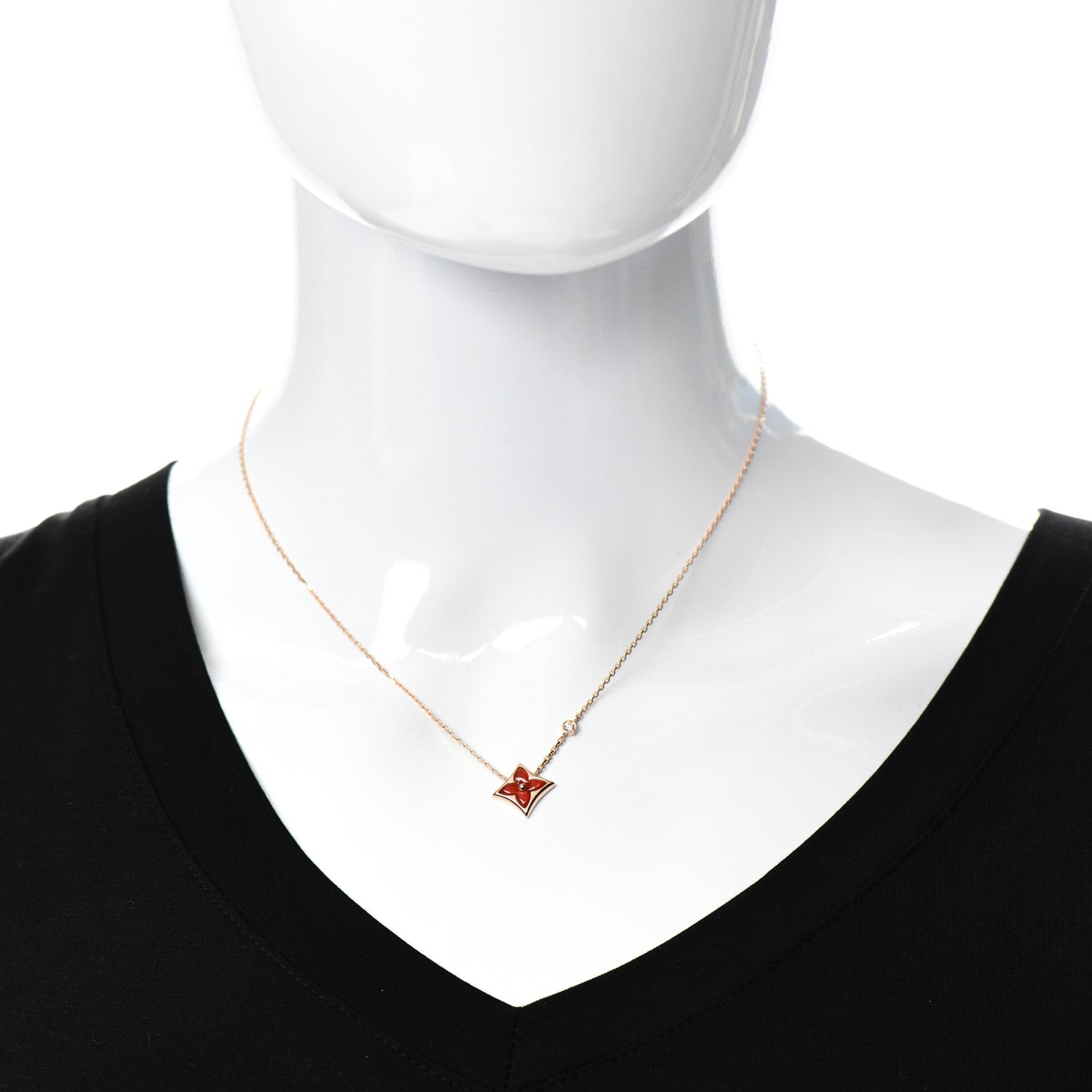 Louis Vuitton 18K Pink Gold Diamond Carnelian Color Blossom BB Star Pendant Necklace 2 of 5