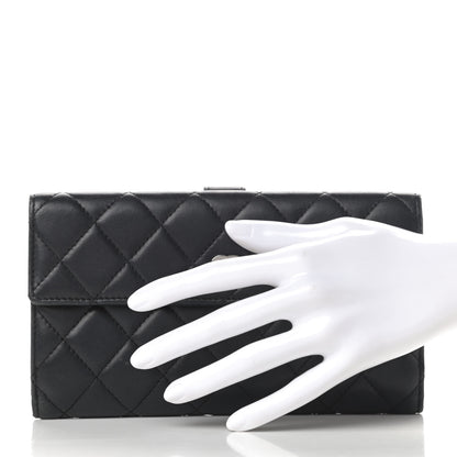 Chanel Lambskin Quilted Long Flap Wallet Black 4 of 23