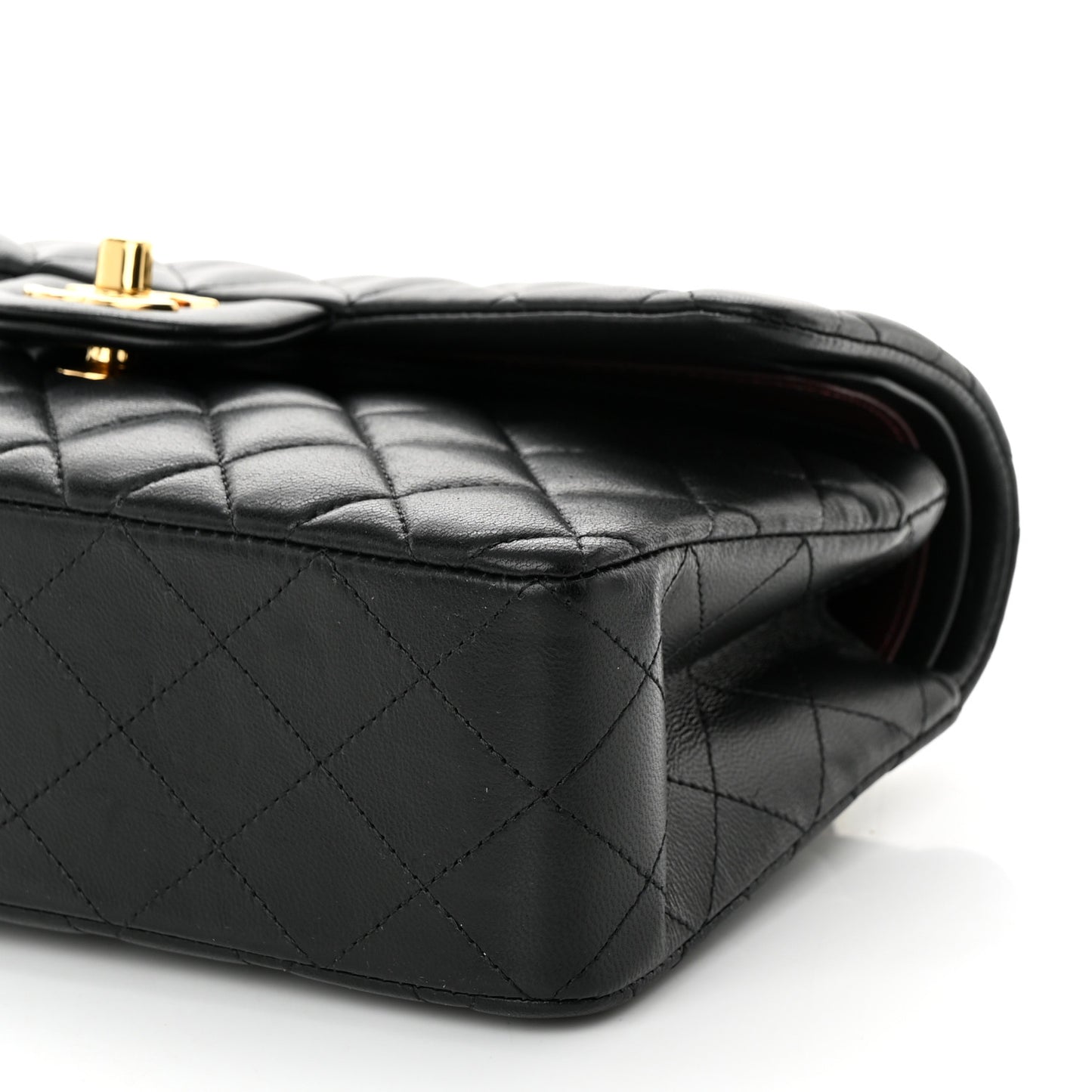 Lambskin Quilted Small Double Flap Black