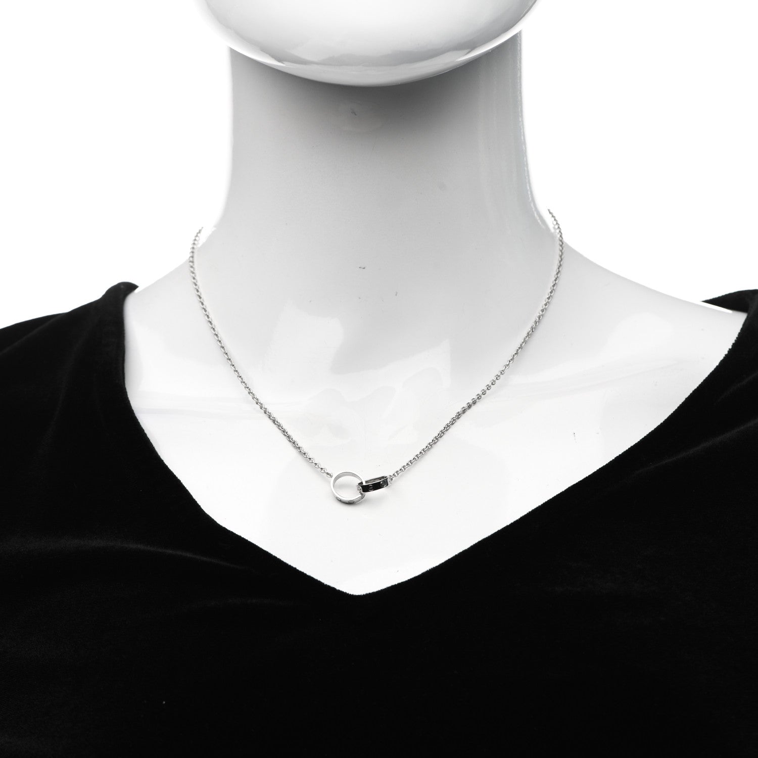 Cartier 18K White Gold Interlocking LOVE Necklace 2 of 7