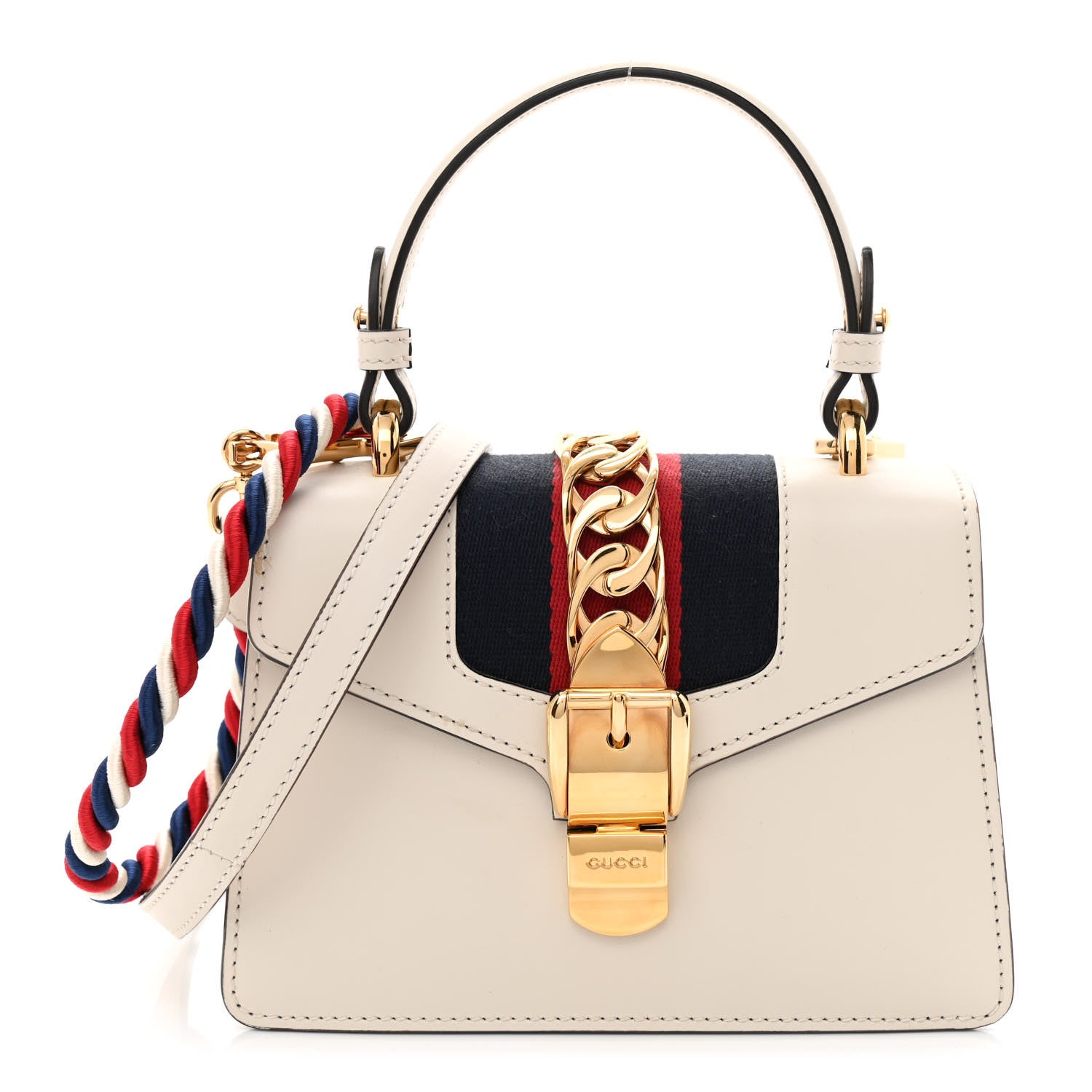 Gucci Calfskin Mini Sylvie Top Handle Bag White 1 of 12