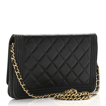 Chanel Calfskin Quilted Boy Wallet On Chain WOC Black 3 of 13