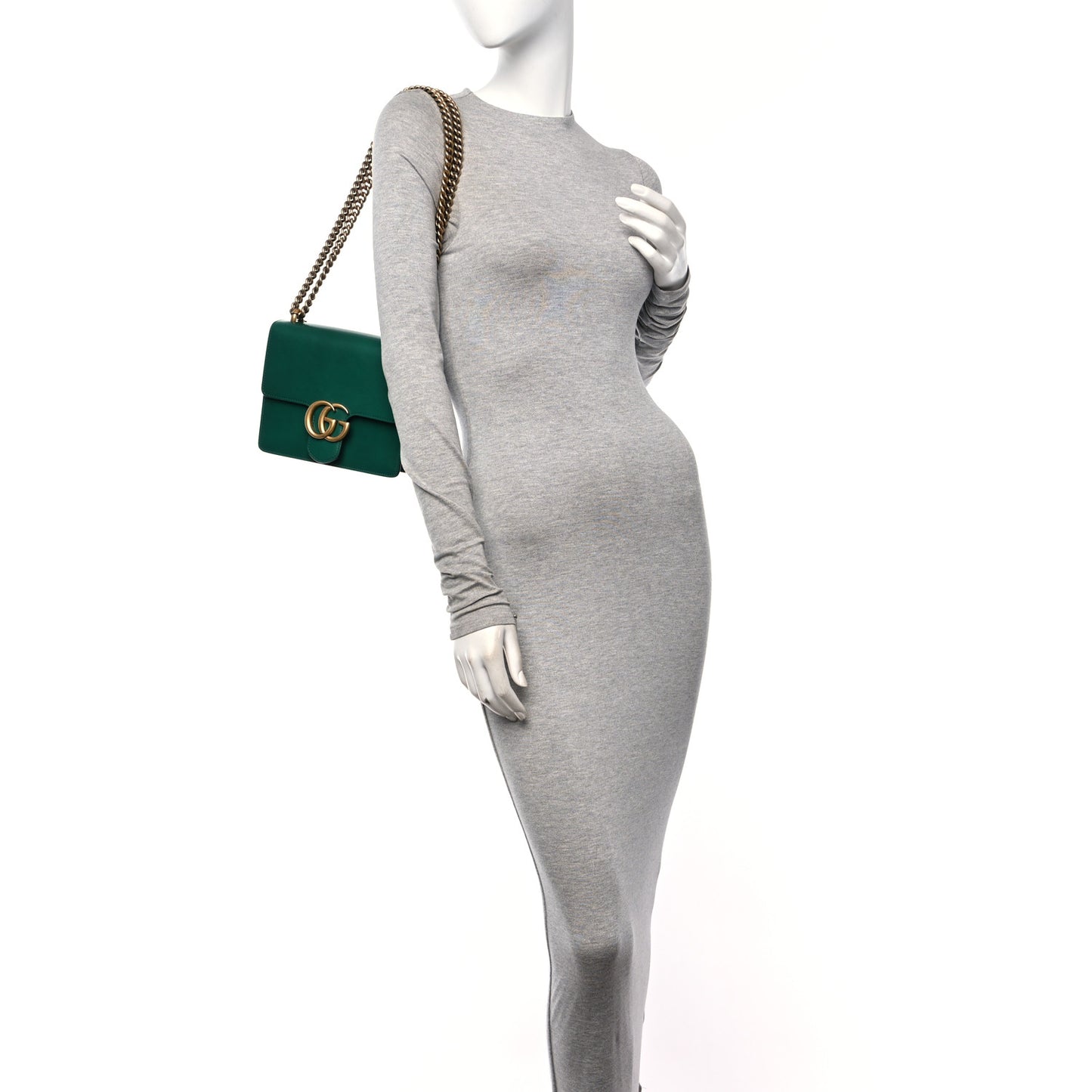 Knight Calfskin Small GG Marmont Chain Handle Bag Emerald