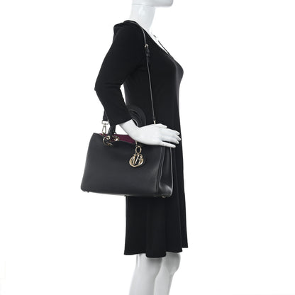 Christian Dior Bullcalf Medium Diorissimo Tote Black Rose Indien 2 of 13