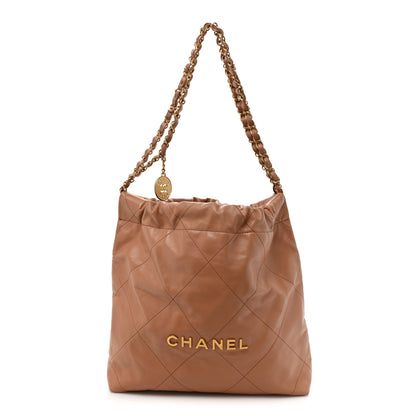 Chanel Shiny Calfskin Quilted Small Chanel 22 Beige 1 of 11