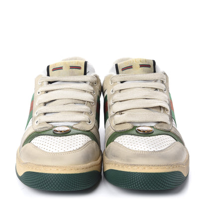 Gucci Nubuck Web Womens Screener Sneakers 37 Dusty Milk New Mystic White Vintage Green 2 of 9