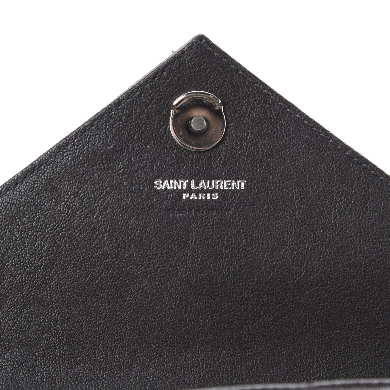 Saint Laurent Sheepskin Matelasse Chevron Monogram College Chain Wallet Coal 9 of 9