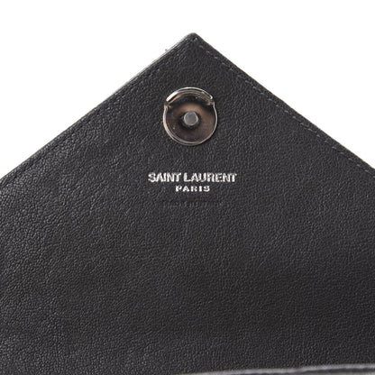 Saint Laurent Sheepskin Matelasse Chevron Monogram College Chain Wallet Coal 9 of 9