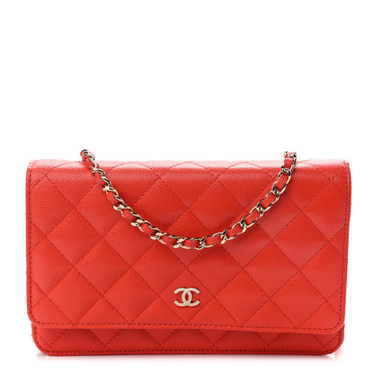 Chanel Caviar Quilted Wallet On Chain WOC Orange 1 of 9
