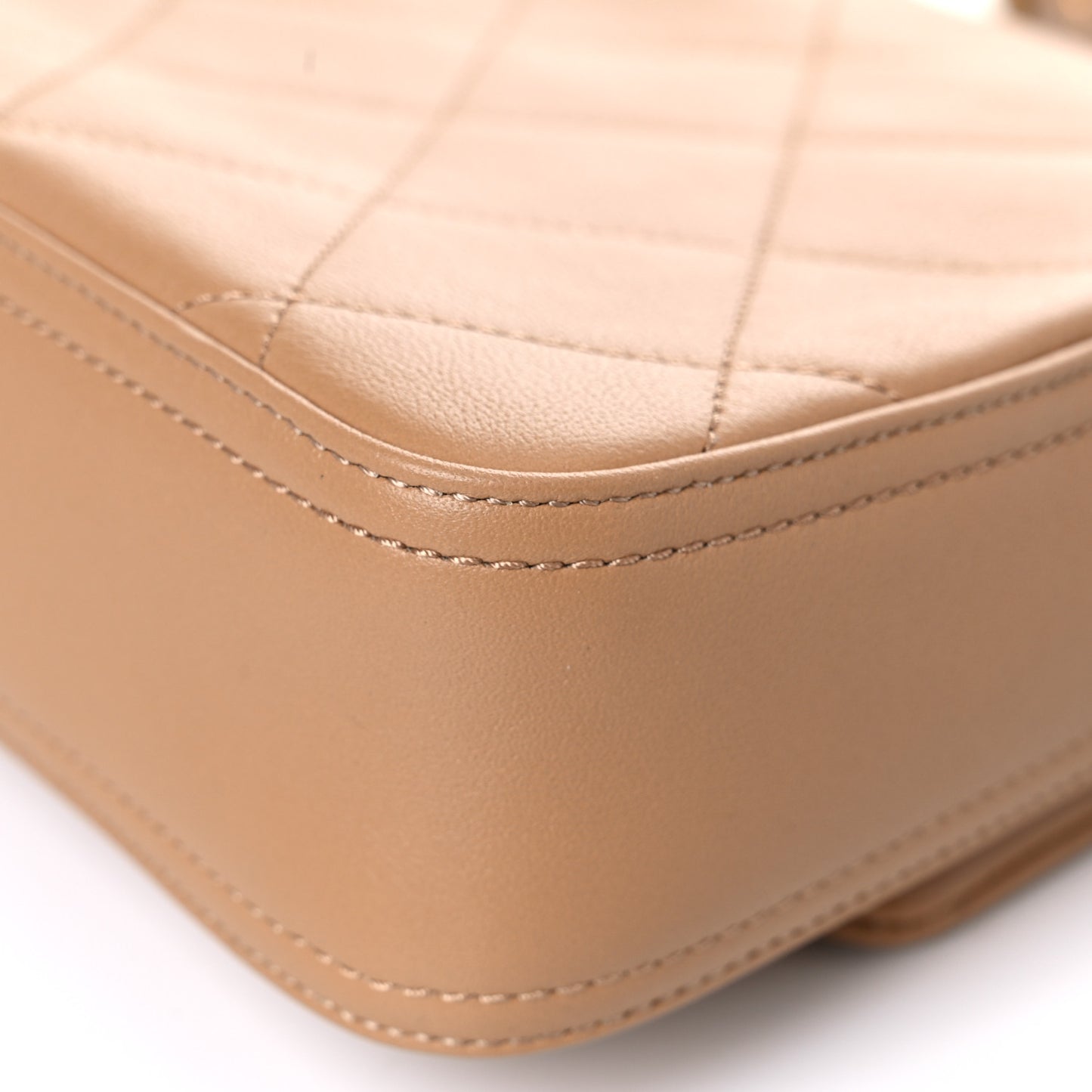 Calfskin Stitched Easy Mood Flap Beige