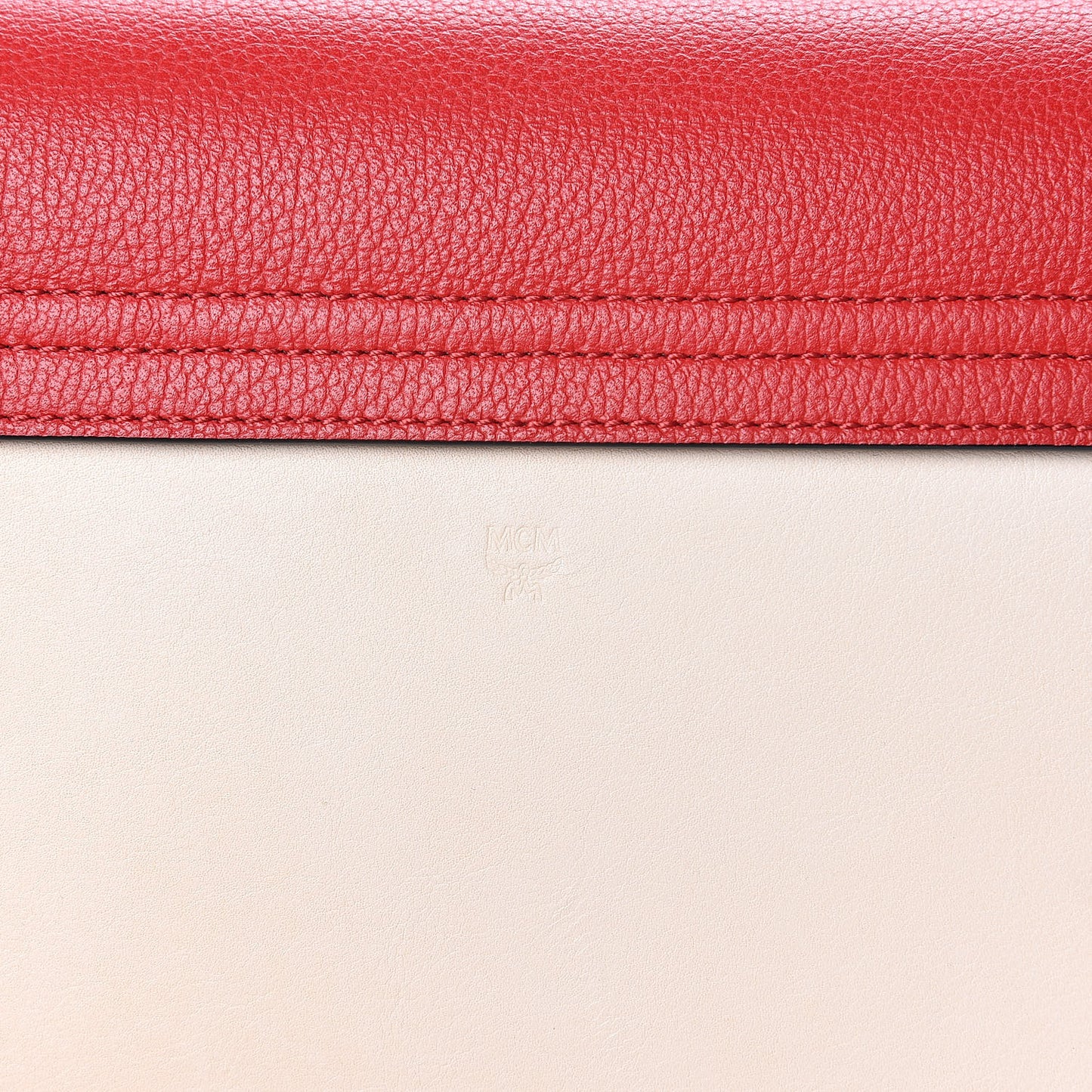 Visetos Calfskin Colorblock Mezzanin Shoulder Bag Cognac Ruby Red