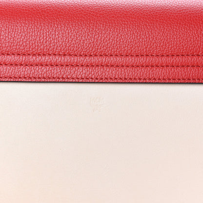 MCM Visetos Calfskin Colorblock Mezzanin Shoulder Bag Cognac Ruby Red 11 of 11