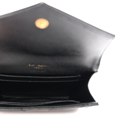 Saint Laurent Grain De Poudre Matelasse Chevron Small Monogram Envelope Wallet Black 5 of 8