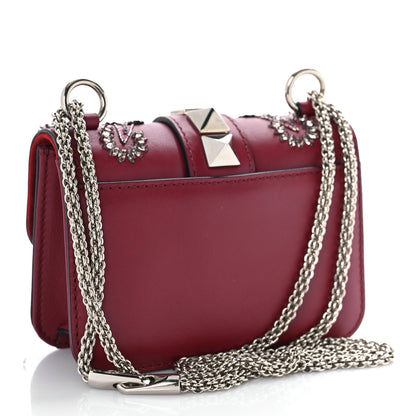 Valentino Garavani Vitello Crystal Loveblade Embellished Mini Glam Lock Rockstud Flap Rubino 3 of 10