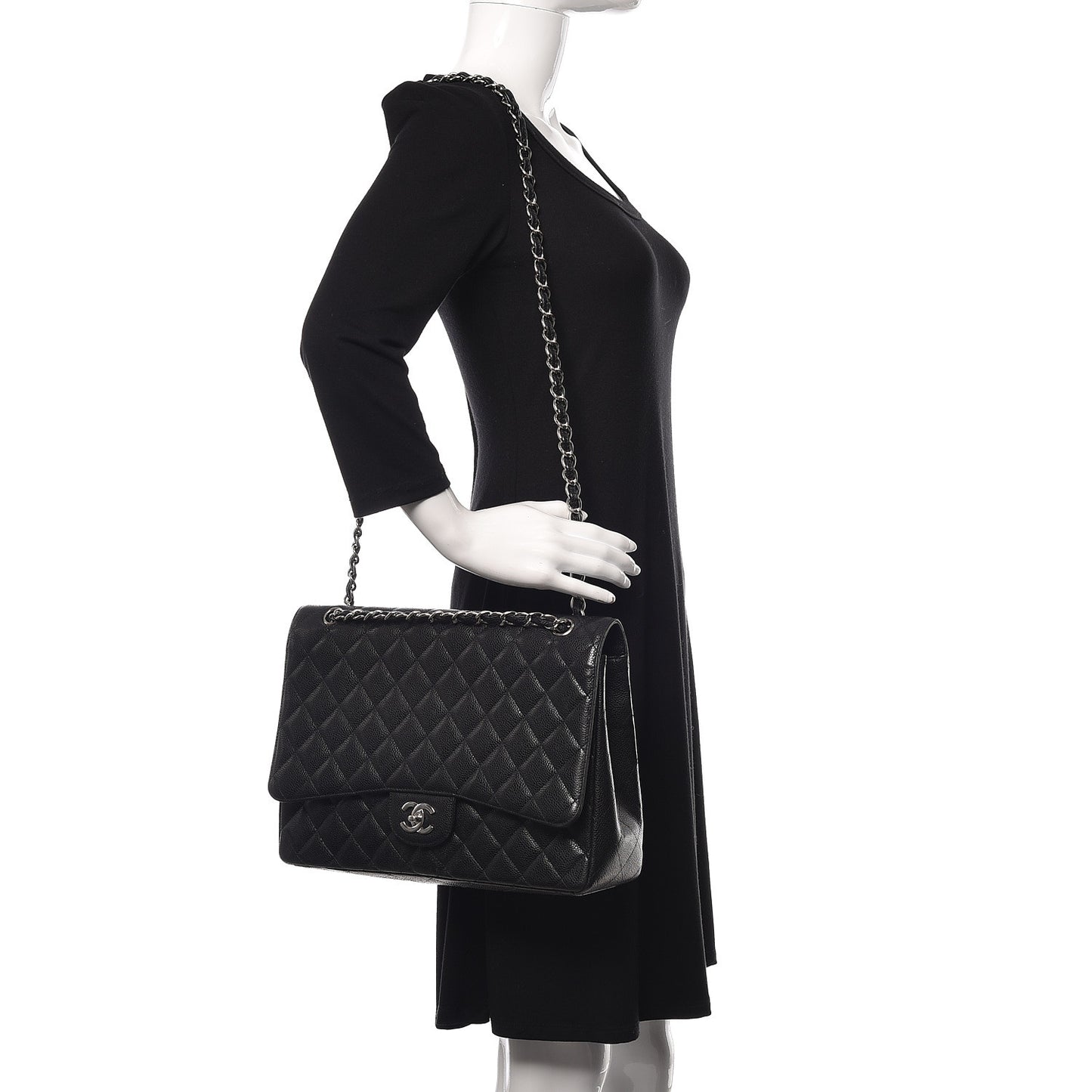 Caviar Quilted Maxi Single Flap Black