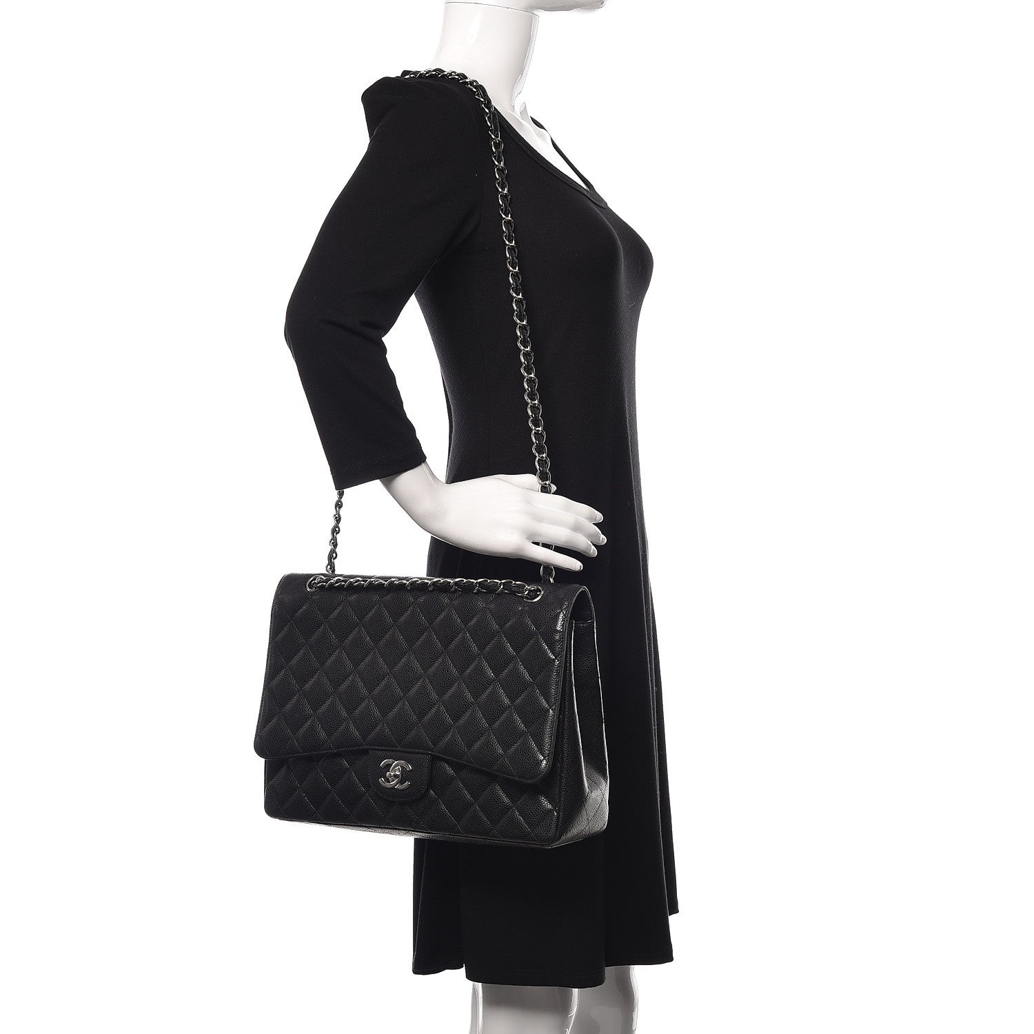 Chanel Caviar Quilted Maxi Single Flap Black 2 of 12
