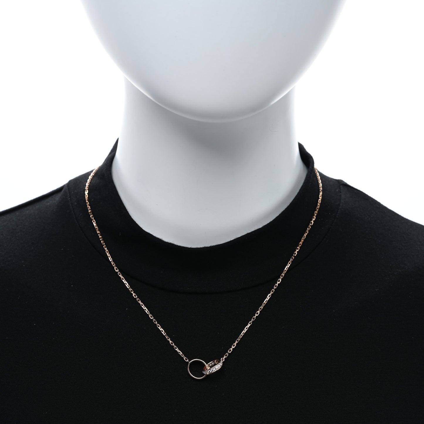 18K Pink Gold Diamond Interlocking LOVE Paved Necklace