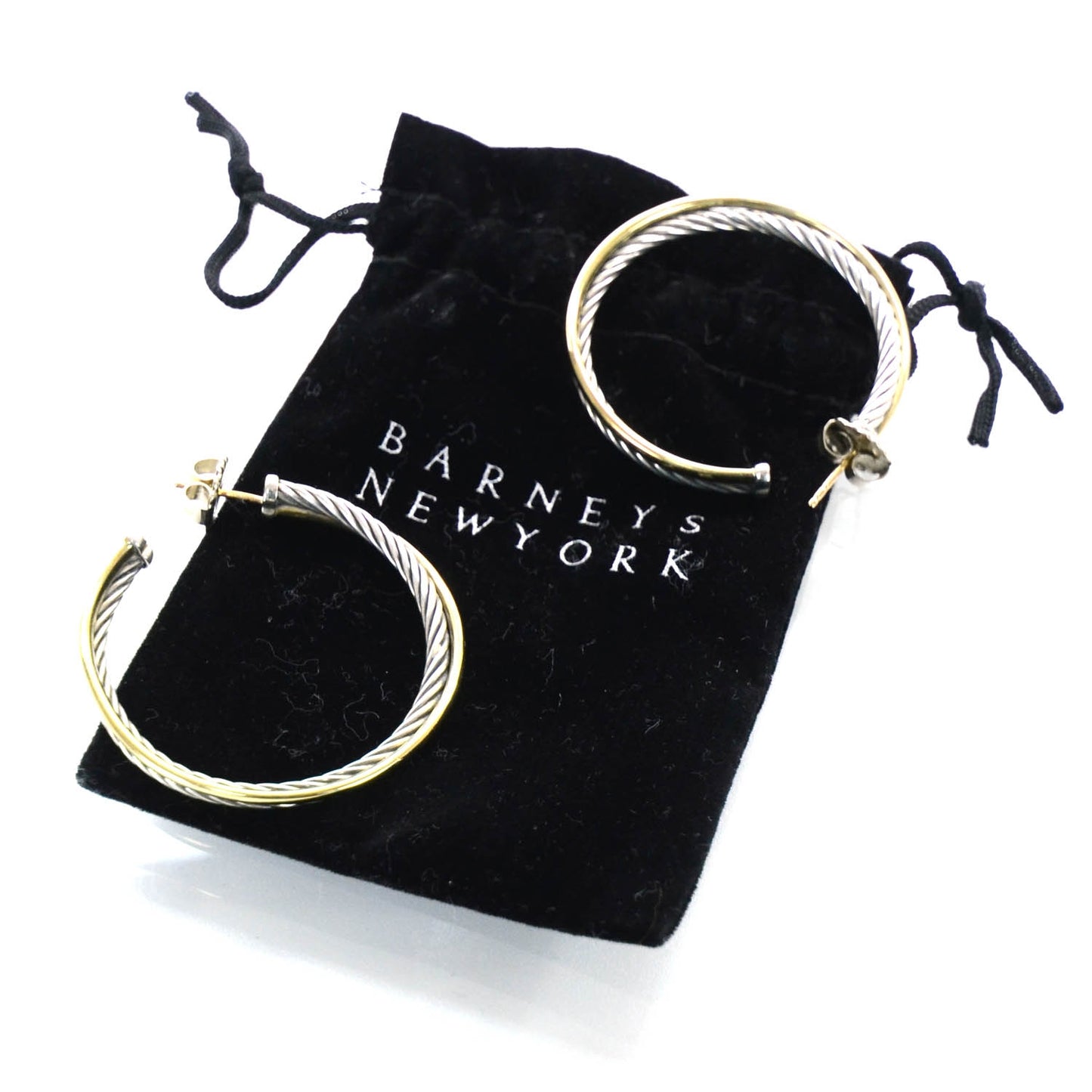 18k Gold Sterling Silver Crossover Cable Hoop Earrings
