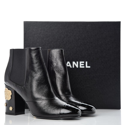 Chanel Crumpled Calfskin Camellia Short Boots 39.5 Black 10 of 10