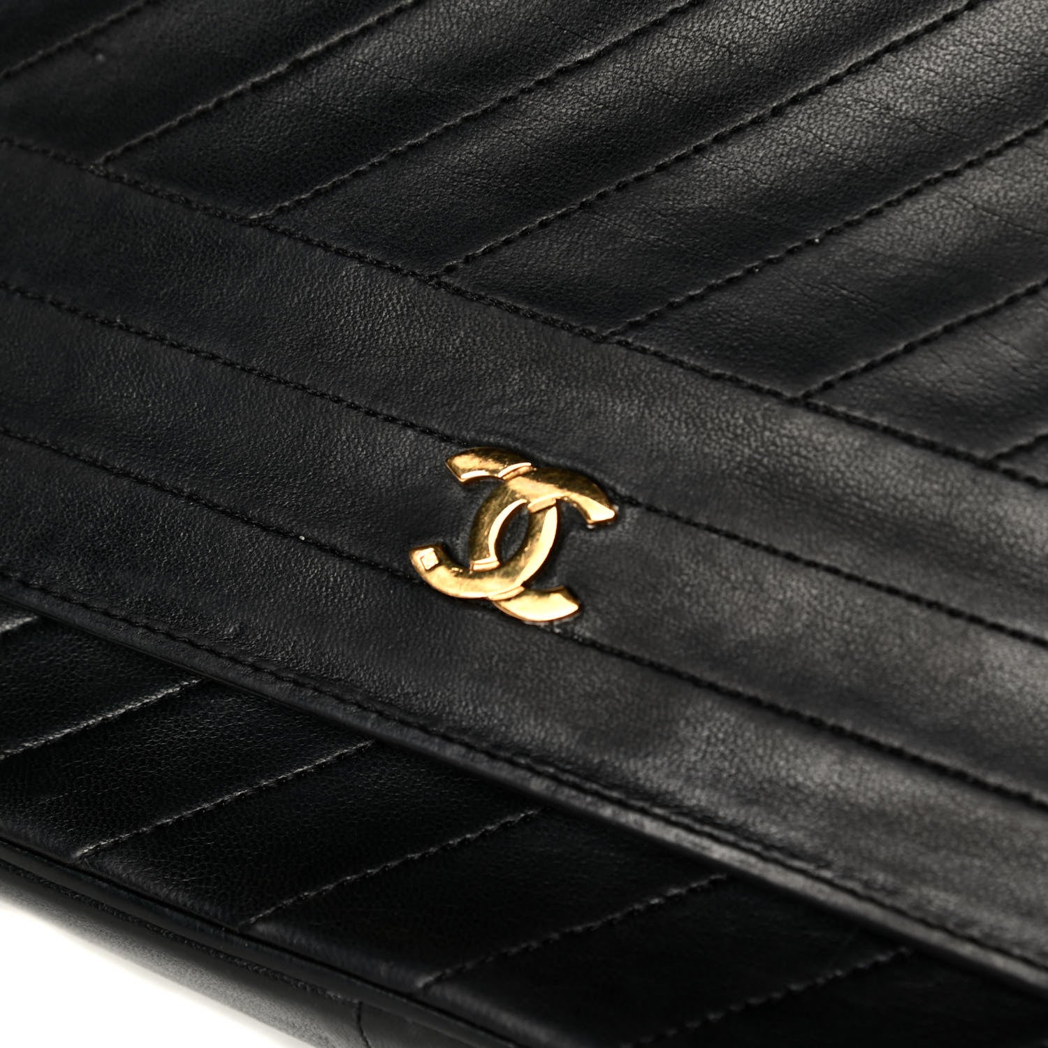 Chanel Lambskin Diagonal Quilted Small Single Flap Black 8 of 8