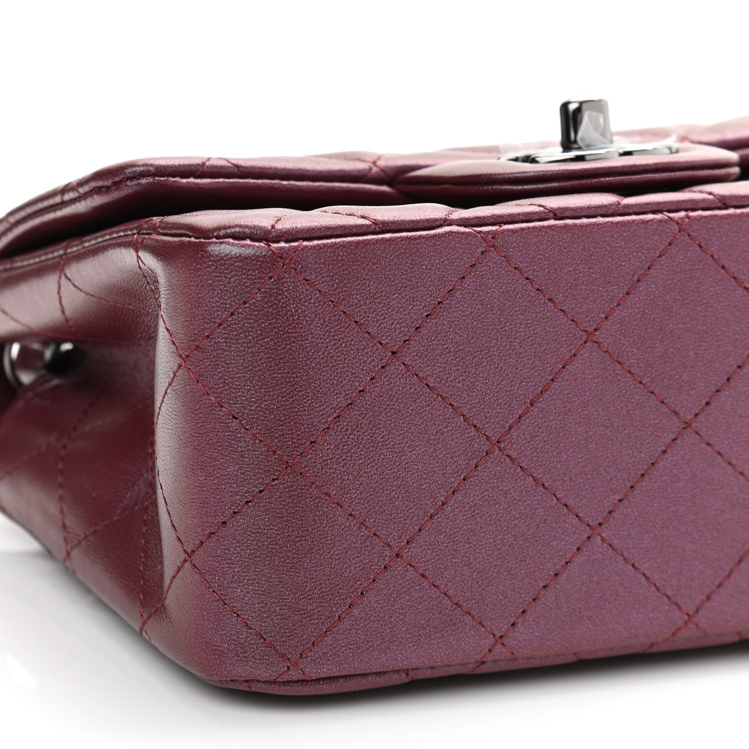 Chanel Iridescent Lambskin Quilted Mini Square Flap Burgundy 9 of 11