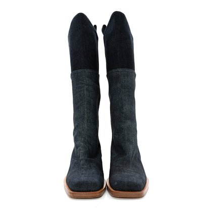 Chanel Denim Wyoming Knee High Boots 40 Navy 2 of 12