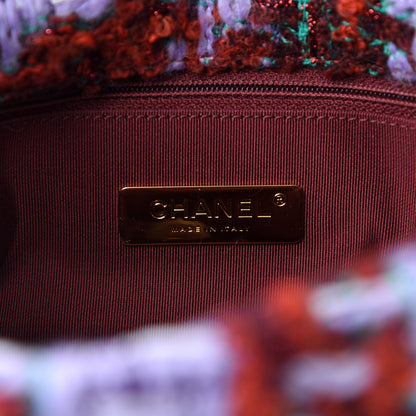 Chanel Tweed Quilted Medium Chanel 19 Flap Red Purple Green 8 of 11
