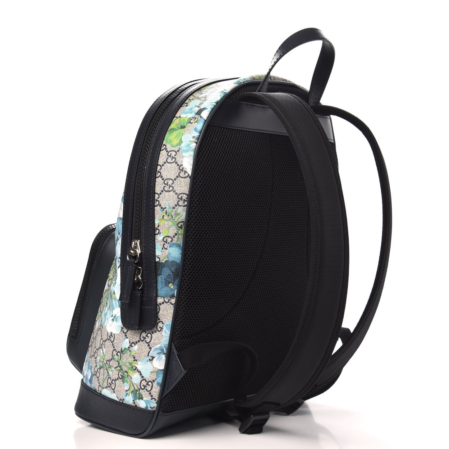 GG Supreme Monogram Blooms Medium Day Backpack Beige Blue Navy