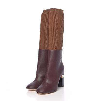 Chanel Kangaroo Knit CC Short Booties 38 Burgundy Black 3 of 11