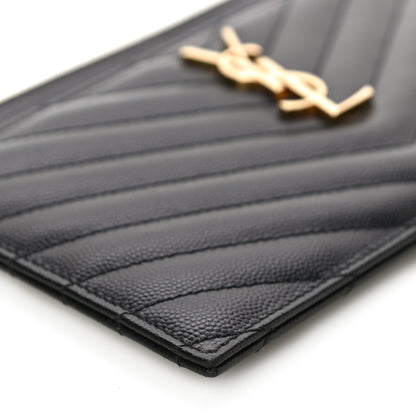 Saint Laurent Grain De Poudre Chevron Monogram Bill Pouch Black 9 of 10