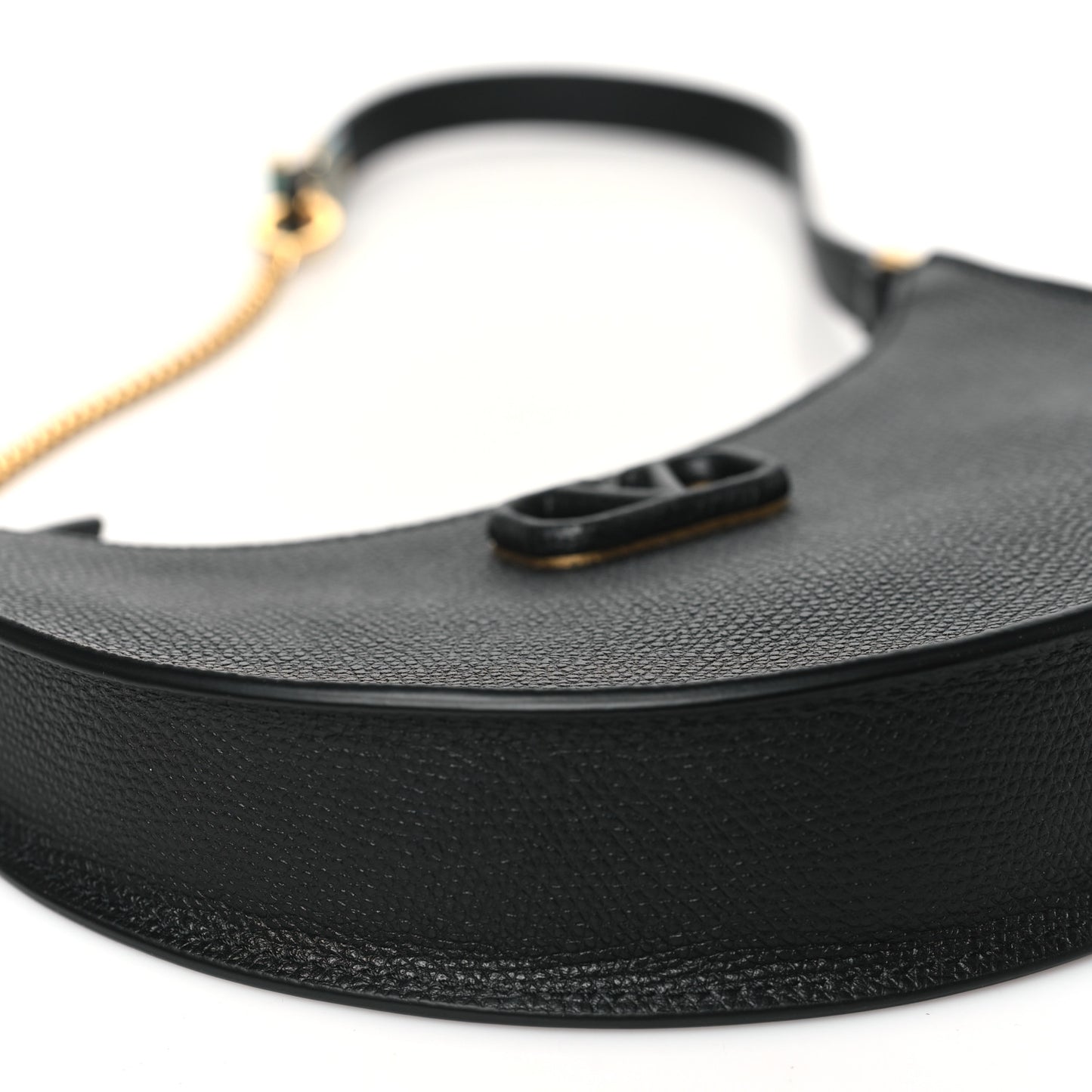 Grainy Calfskin Mini Vlogo Hobo Bag Black