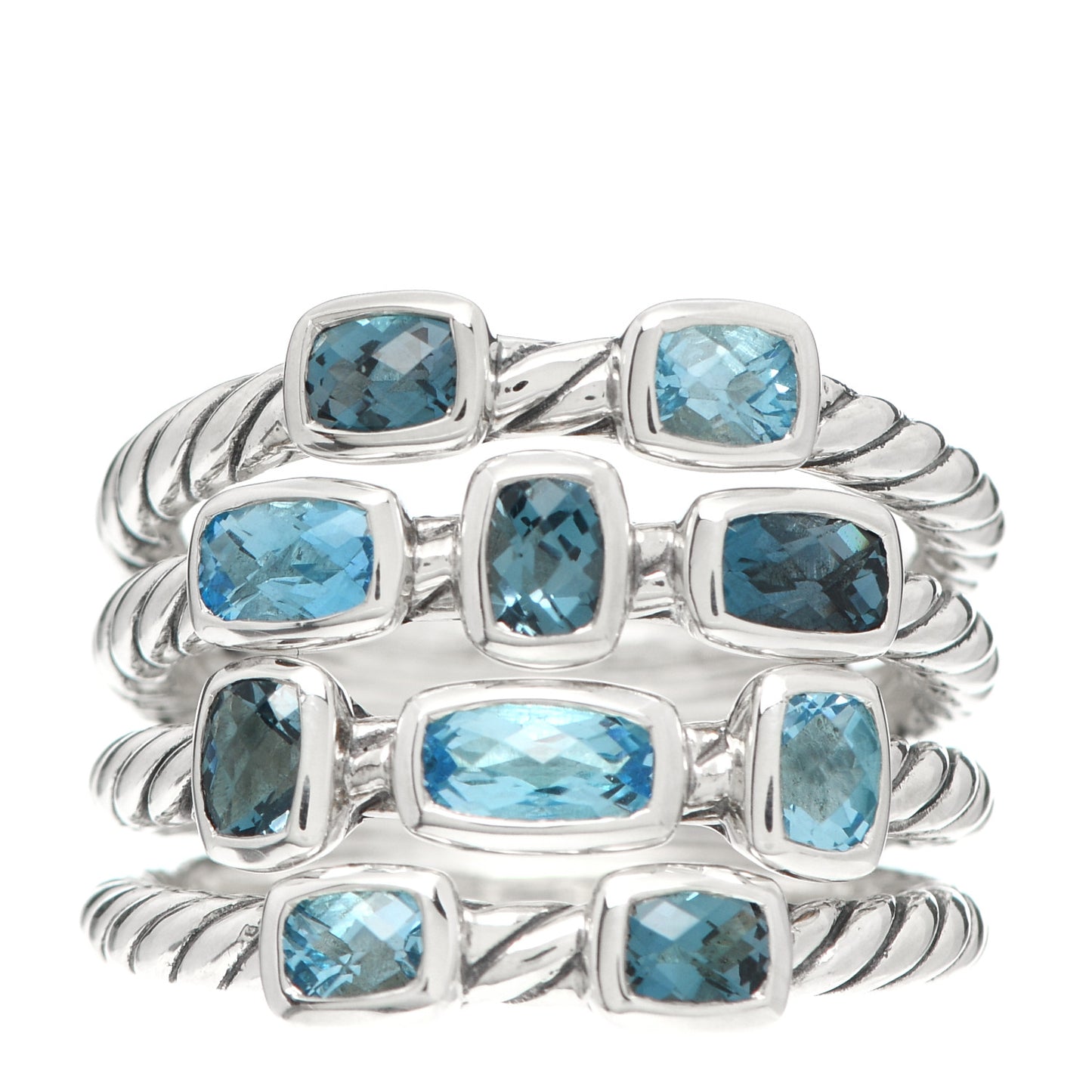 Sterling Silver Blue Topaz Hampton Blue Topaz Confetti 4 Row Ring 55 7.25