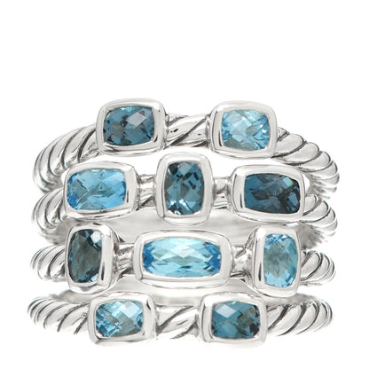 David Yurman Sterling Silver Blue Topaz Hampton Blue Topaz Confetti 4 Row Ring 55 7.25 1 of 5