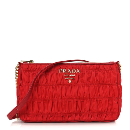 Prada Tessuto Nylon Gaufre Shoulder Bag Rosso 1 of 8