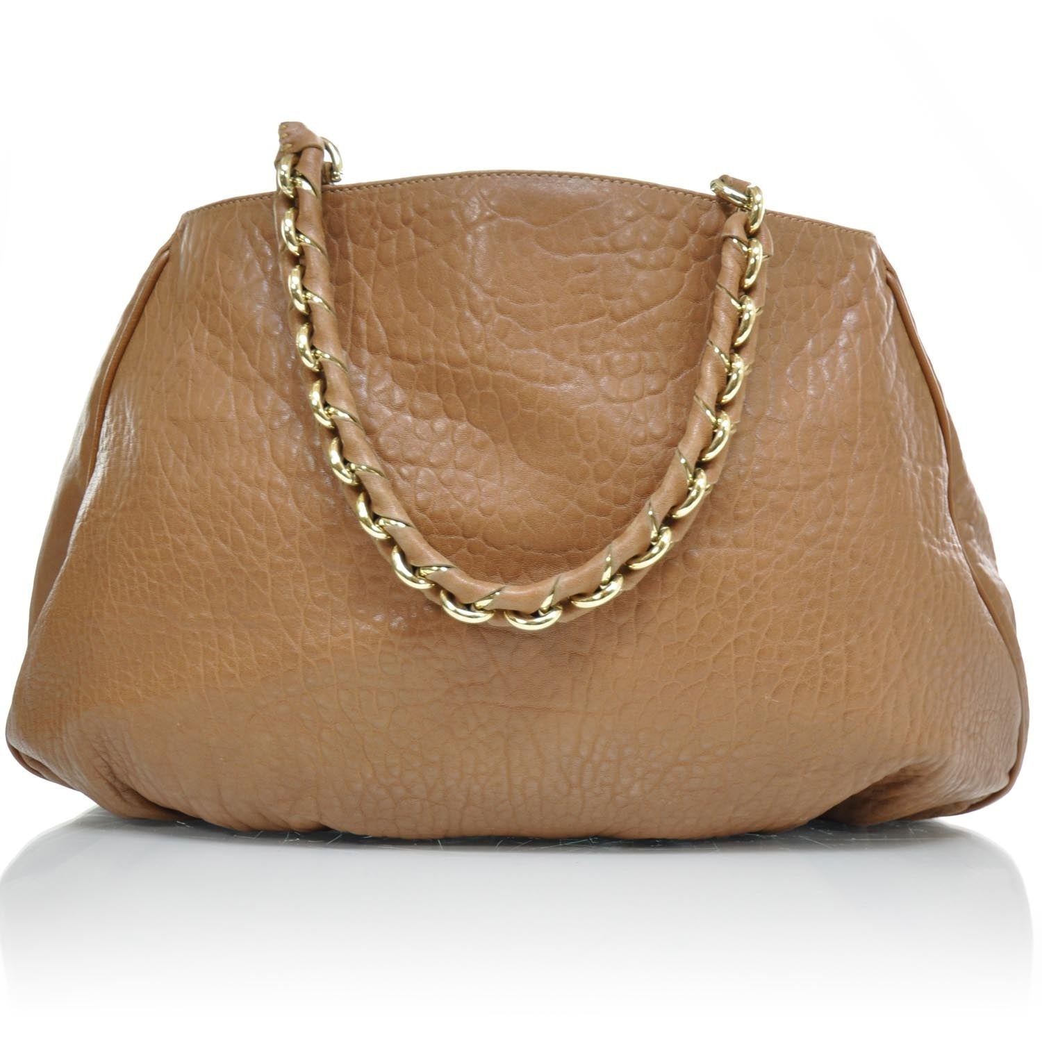 Fendi Crinkled Lambskin Colorblock Mia Tote Camel Osso Naturale 3 of 9
