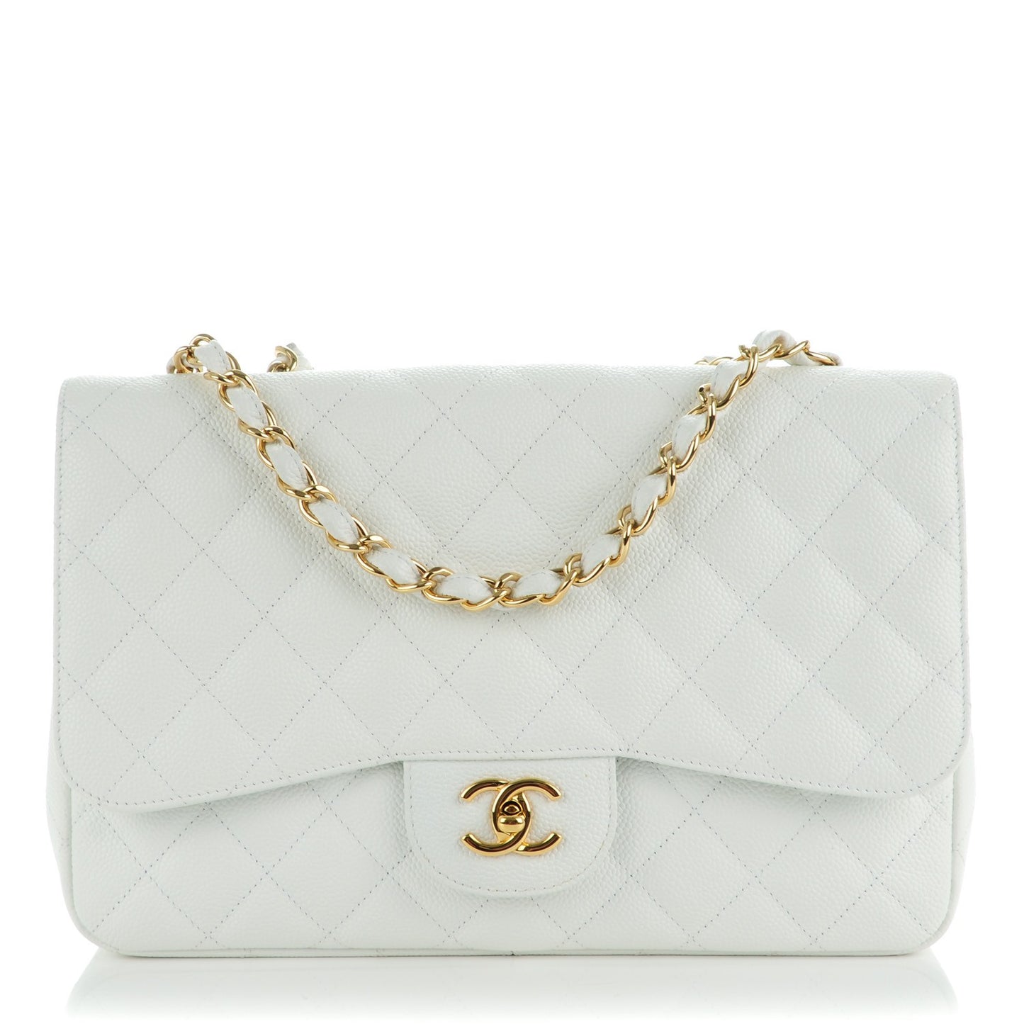 Caviar Quilted Jumbo Single Flap White