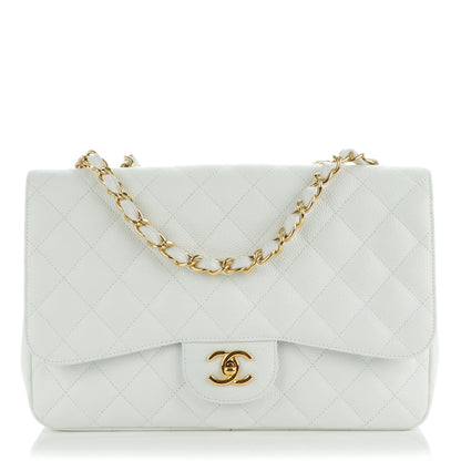 Chanel Caviar Quilted Jumbo Single Flap White 1 of 8